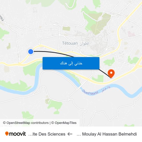 Avenue Moulay Al Hassan Belmehdi to Faculte Des Sciences map