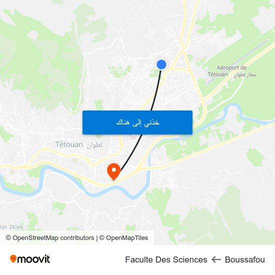 Boussafou to Faculte Des Sciences map