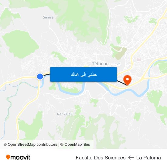 La Paloma to Faculte Des Sciences map