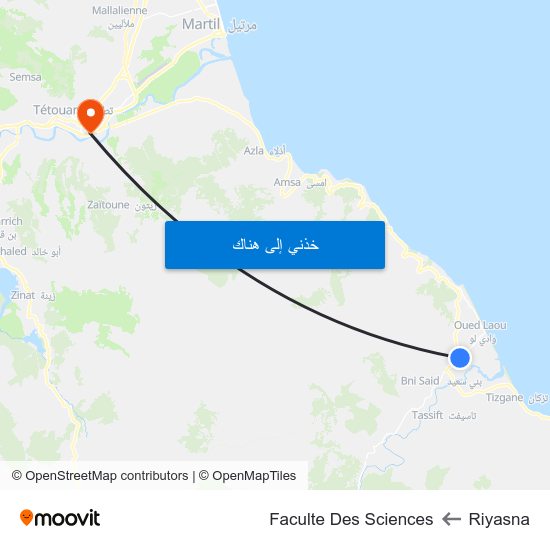 Riyasna to Faculte Des Sciences map