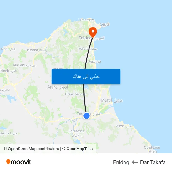 Dar Takafa to Fnideq map