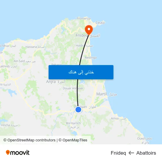 Abattoirs to Fnideq map