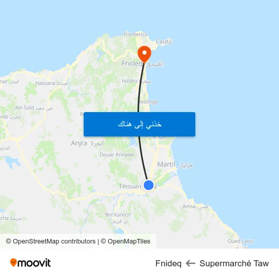 Supermarché Taw to Fnideq map