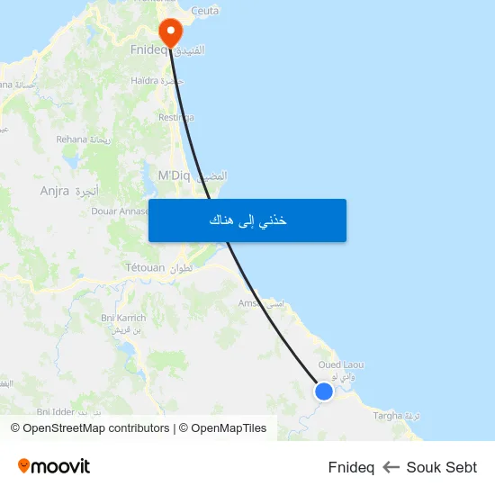 Souk Sebt to Fnideq map