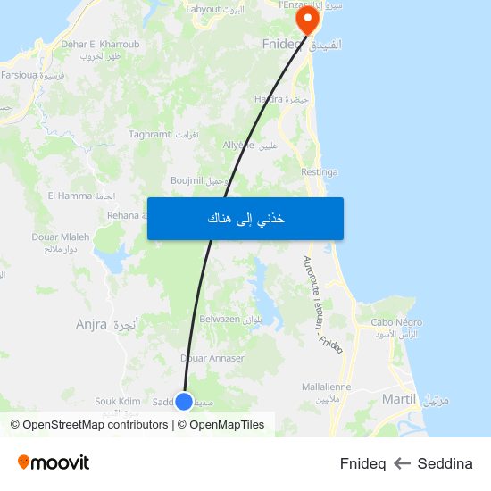 Seddina to Fnideq map