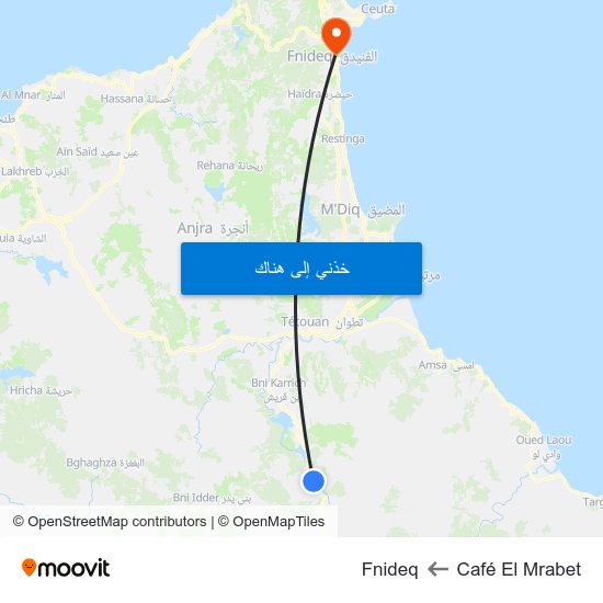 Café El Mrabet to Fnideq map