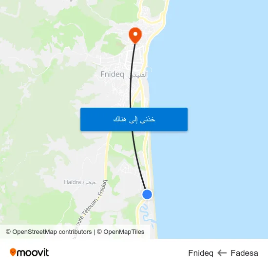 Fadesa to Fnideq map