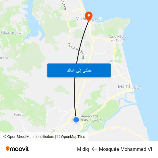 Mosquée Mohammed VI to M diq map