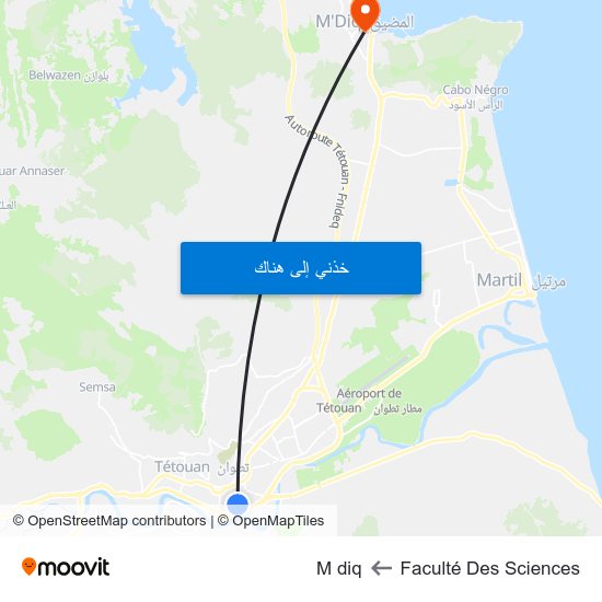Faculté Des Sciences to M diq map