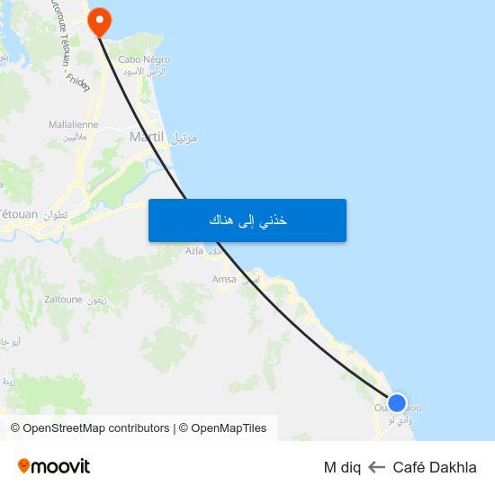 Café Dakhla to M diq map