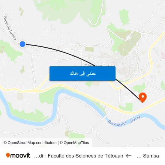 Pharmacie Samsa to Université Abdelmalek Essaâdi - Faculté des Sciences de Tétouan map