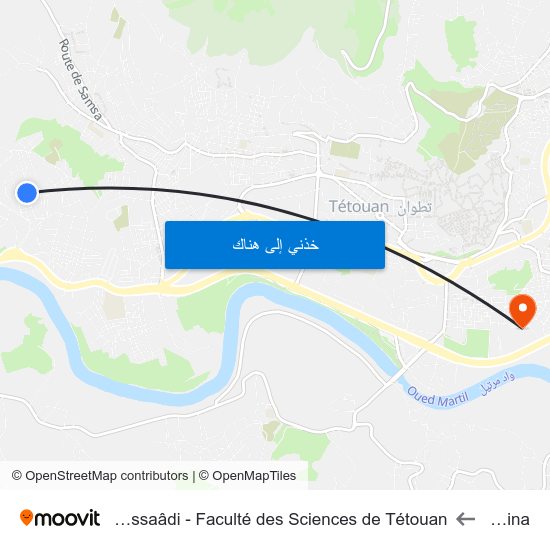 Orangina to Université Abdelmalek Essaâdi - Faculté des Sciences de Tétouan map