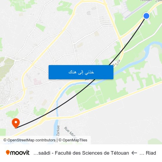 Palais Riad to Université Abdelmalek Essaâdi - Faculté des Sciences de Tétouan map