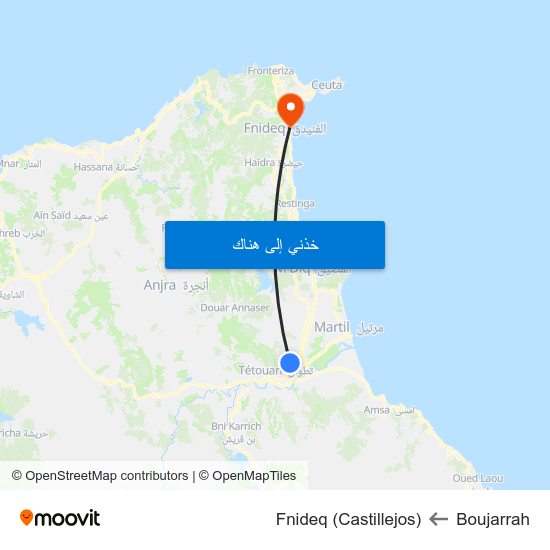 Boujarrah to Fnideq (Castillejos) map
