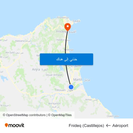 Aéroport to Fnideq (Castillejos) map