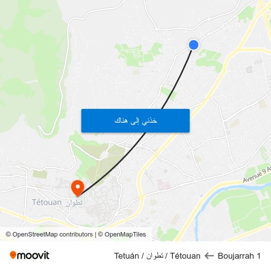 Boujarrah 1 to Tétouan / تطوان / Tetuán map