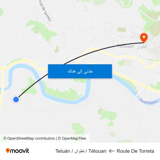 Route De Torreta to Tétouan / تطوان / Tetuán map