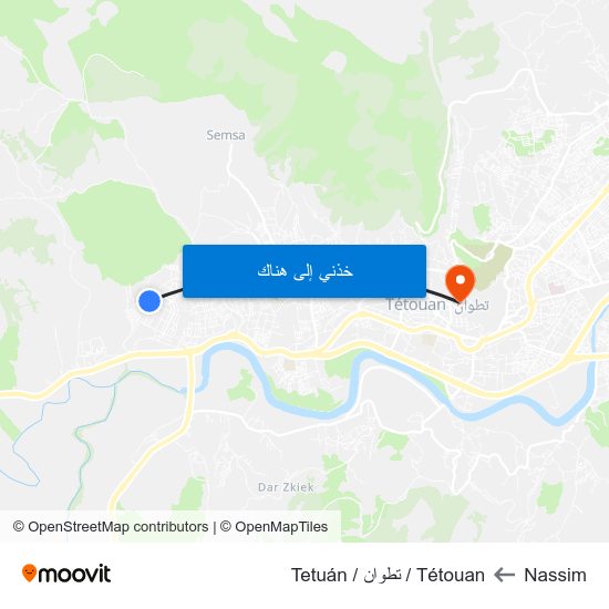 Nassim to Tétouan / تطوان / Tetuán map