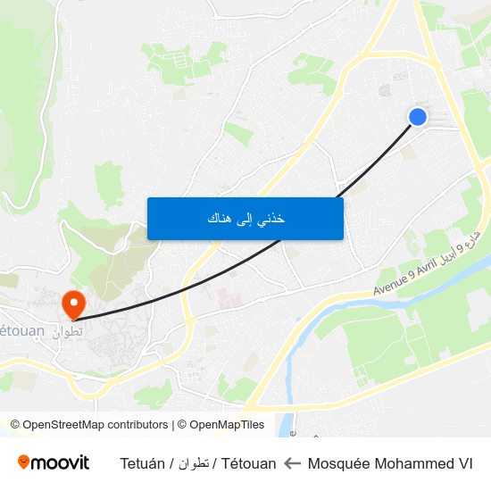 Mosquée Mohammed VI to Tétouan / تطوان / Tetuán map