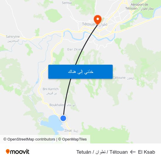 El Ksab to Tétouan / تطوان / Tetuán map