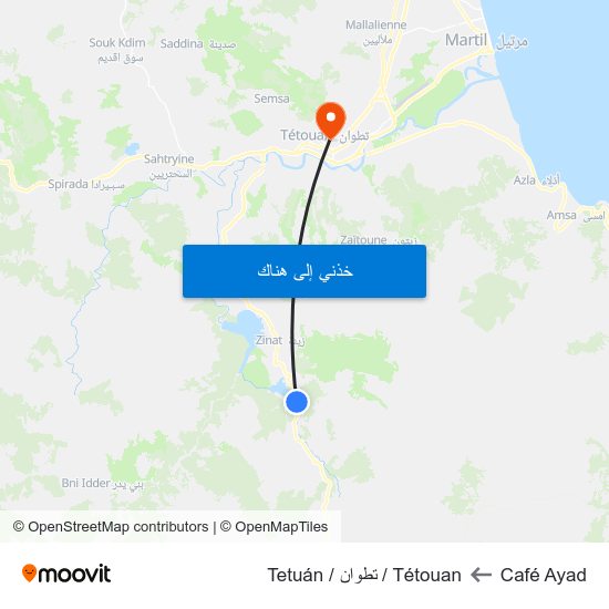 Café Ayad to Tétouan / تطوان / Tetuán map