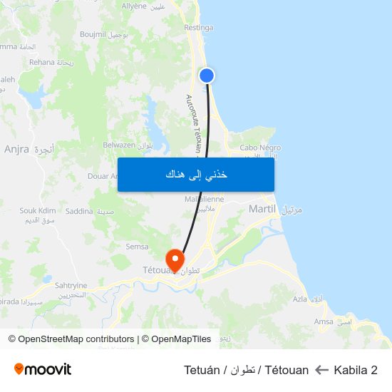 Kabila 2 to Tétouan / تطوان / Tetuán map