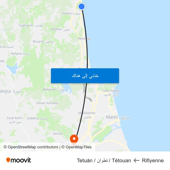 Rifiyenne to Tétouan / تطوان / Tetuán map