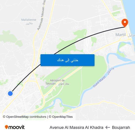 Boujarrah to Avenue Al Massira Al Khadra map