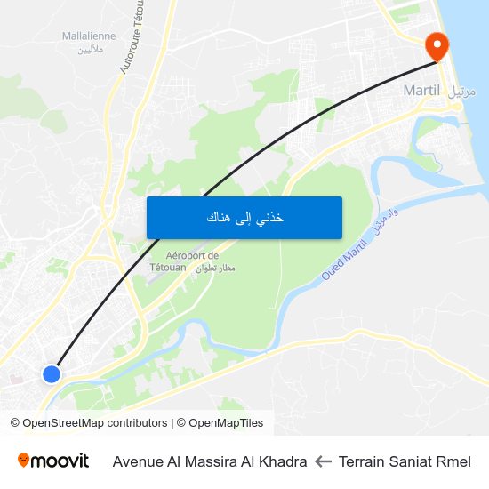 Terrain Saniat Rmel to Avenue Al Massira Al Khadra map