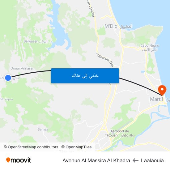 Laalaouia to Avenue Al Massira Al Khadra map