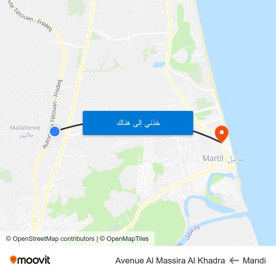 Mandi to Avenue Al Massira Al Khadra map