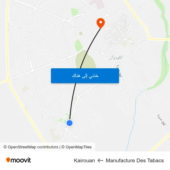 Manufacture Des Tabacs to Kairouan map
