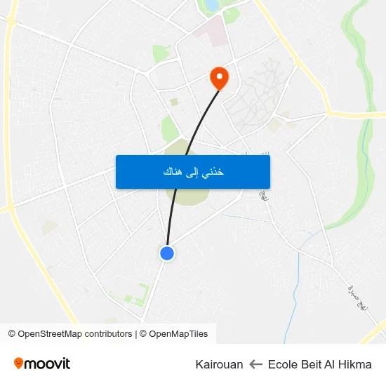 Ecole Beit Al Hikma to Kairouan map