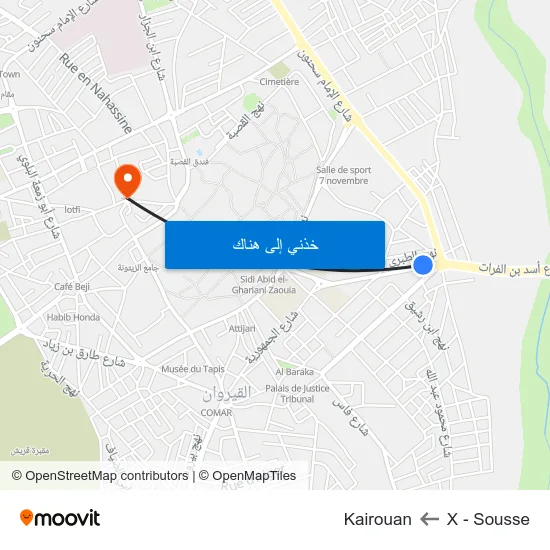 X - Sousse to Kairouan map