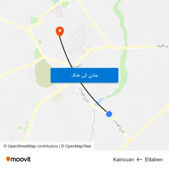 Ettaben to Kairouan map