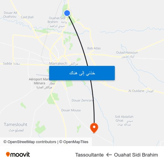 Ouahat Sidi Brahim to Tassoultante map