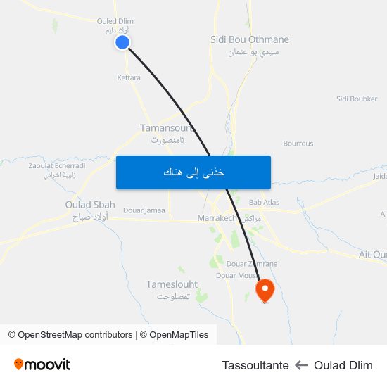 Oulad Dlim to Tassoultante map