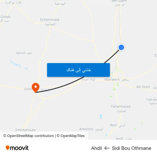 Sidi Bou Othmane to Ahdil map