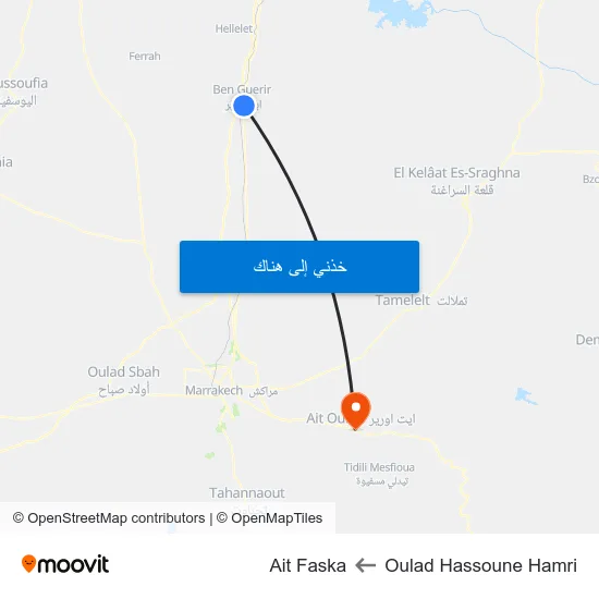 Oulad Hassoune Hamri to Ait Faska map