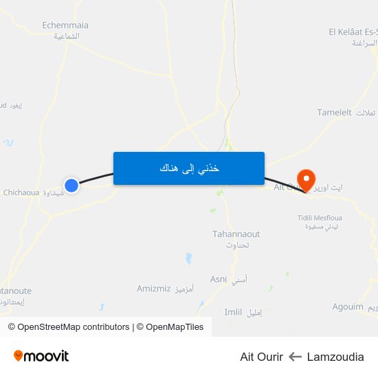 Lamzoudia to Ait Ourir map