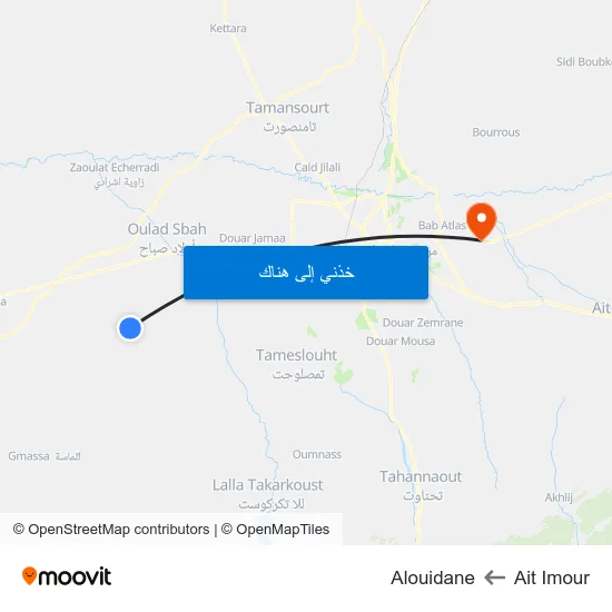 Ait Imour to Alouidane map