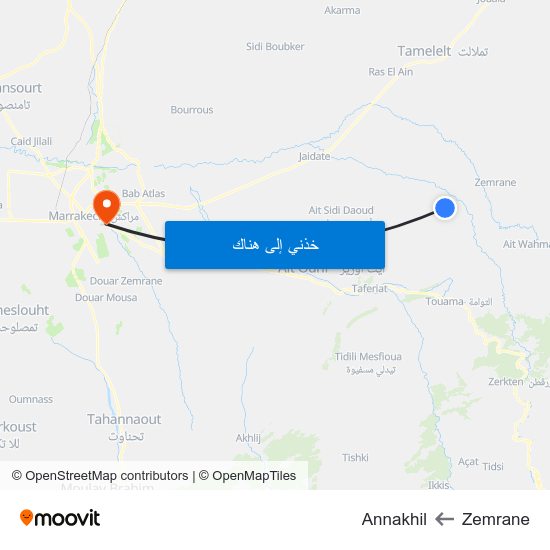 Zemrane to Annakhil map