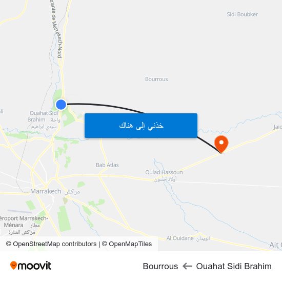 Ouahat Sidi Brahim to Bourrous map