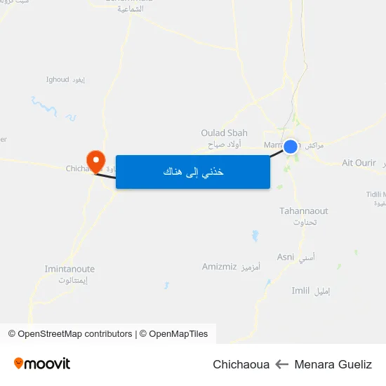 Menara Gueliz to Chichaoua map