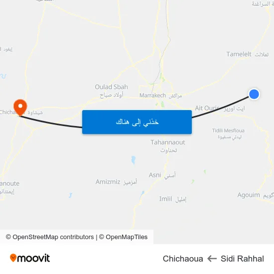 Sidi Rahhal to Chichaoua map