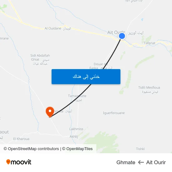 Ait Ourir to Ghmate map