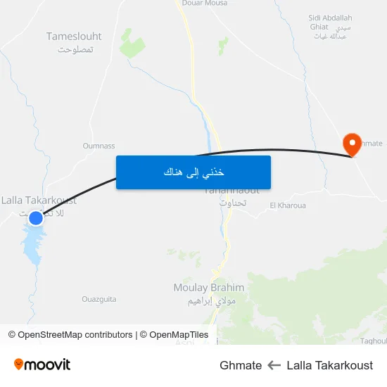 Lalla Takarkoust to Ghmate map