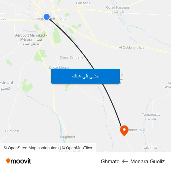 Menara Gueliz to Ghmate map