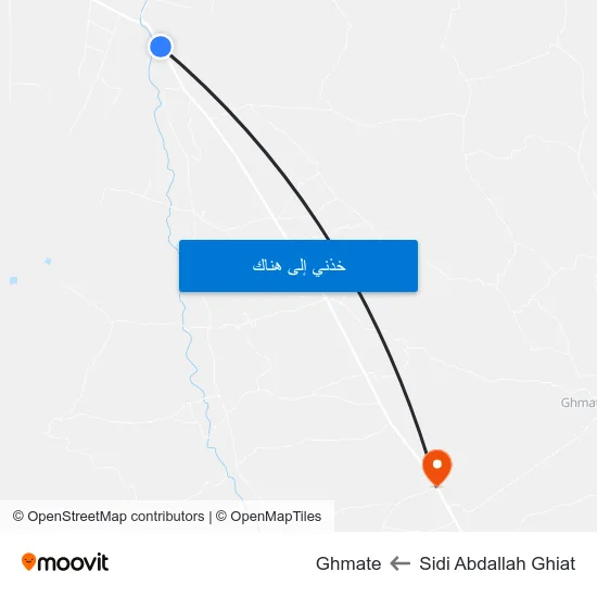 Sidi Abdallah Ghiat to Ghmate map