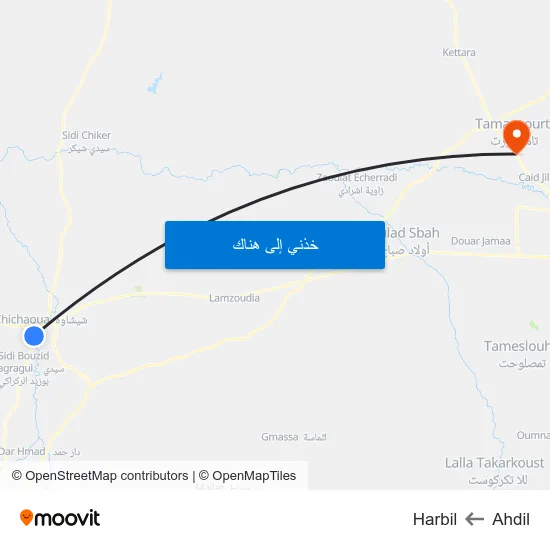 Ahdil to Harbil map